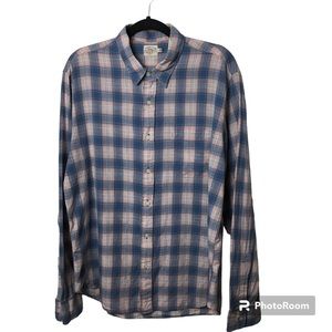 Faherty blue/pink plaid long sleeve button up shirt. XL